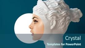  Presentation with plaster - Colorful presentation design enhanced with contemporary-collage-of-plaster-statue backdrop and a ocean colored foreground