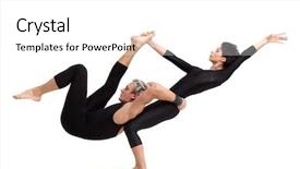  Presentation with acrobats - Theme featuring contemporary dance - two young modern acrobats posing background and a white colored foreground