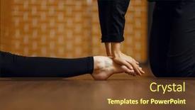  Presentation with performer - PPT theme with contemporary-dance-performer-stretching background and a tawny brown colored foreground