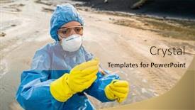  Presentation with polluted - Cool new theme with contemporary-ecologist-in-gloves-coveralls backdrop and a lemonade colored foreground