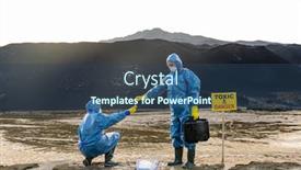  Presentation with water soil - PPT layouts with contemporary-ecologist-in-protective-workwear background and a ocean colored foreground