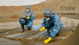  Presentation with toxic - PPT layouts with contemporary-ecologists-in-rubber-gloves background and a coral colored foreground