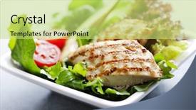  Presentation with food chicken - Cool new theme with contemporary food - closeup of healthy salad backdrop and a yellow colored foreground