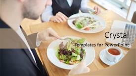  Presentation with fresh fruits salad on white - Amazing PPT theme having contemporary food - fresh vegetable salad on plates backdrop and a lemonade colored foreground