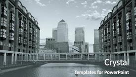  Presentation with black business - Slide set consisting of contemporary history - canary wharf business district background and a  colored foreground