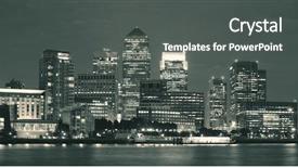  Presentation with london - Presentation theme with contemporary history - canary wharf business district background and a  colored foreground
