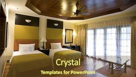  Presentation with hotel - Presentation theme featuring contemporary hotel room background and a tawny brown colored foreground