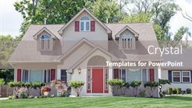  Presentation with house window frame - PPT layouts having contemporary-house-with-arched-windows background and a gray colored foreground