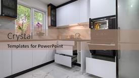  Presentation with access - Slide deck enhanced with contemporary-kitchen-with-white-cabinets background and a coral colored foreground