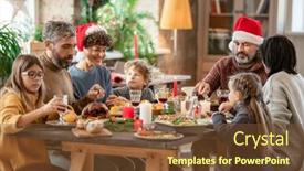  Presentation with christmas food - Beautiful PPT theme featuring contemporary-large-multi-generation-family backdrop and a tawny brown colored foreground