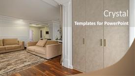  Presentation with closet - Audience pleasing PPT theme consisting of contemporary-living-room-interior-designed backdrop and a gray colored foreground