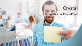  Presentation with noticeboard - Slide deck having contemporary manager sticking notepaper background and a lemonade colored foreground