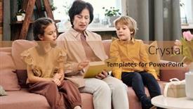  Presentation with fairy tales - Presentation theme consisting of contemporary-mature-brunette-female background and a coral colored foreground