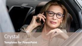  Presentation with hair - PPT theme with contemporary-mature-businesswoman-with-blond background and a coral colored foreground