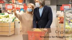  Presentation with masks - Slide deck consisting of contemporary-mature-couple-in-casualwear background and a coral colored foreground