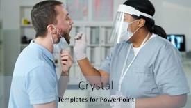  Presentation with bud - Audience pleasing presentation design consisting of contemporary-mixed-race-female-clinician backdrop and a light blue colored foreground