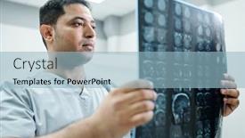  Presentation with patients - Presentation theme with contemporary-mixed-race-radiologist background and a light blue colored foreground