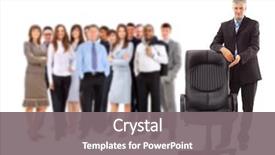  Presentation with office chair - PPT theme consisting of contemporary office chair and businessman background and a gray colored foreground
