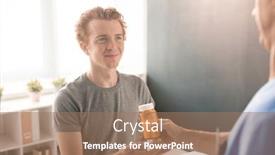  Presentation with rehabilitation - Audience pleasing presentation consisting of contemporary-physiotherapist-passing-bottle backdrop and a coral colored foreground