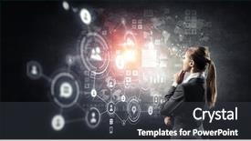  Presentation with symbol - Theme featuring contemporary progressive - innovative technologies as symbol background and a dark gray colored foreground