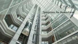  Presentation with elevator - Slide set enhanced with contemporary-round-shaped-office-interior background and a light gray colored foreground