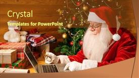  Presentation with front desk - Presentation theme enhanced with laptop while paying for online background and a tawny brown colored foreground