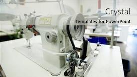  Presentation with sewing machine - Slide set with contemporary semi-automatic sewing-machine in tailor workshop background and a light gray colored foreground