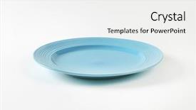  Presentation with dinner blue - Cool new presentation theme with contemporary shallow blue dinner plate with rim backdrop and a white colored foreground