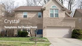  Presentation with house window - Beautiful theme featuring contemporary-tan-brick-house backdrop and a gray colored foreground