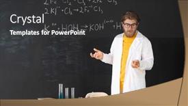  Presentation with record - Presentation design with contemporary-teacher-in-whitecoat-doing background and a dark gray colored foreground