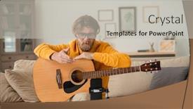  Presentation with main course - Presentation consisting of contemporary-teacher-of-guitar-playing background and a light gray colored foreground
