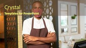  Presentation with restaurant waiter - Amazing PPT layouts having contemporary-waiter-in-protective-mask backdrop and a tawny brown colored foreground