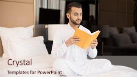  Presentation with jesus christ on the cross - Beautiful presentation featuring contemporary worship - cross-legged young man in white backdrop and a lemonade colored foreground