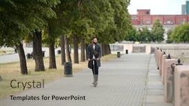  Presentation with electric scooter - Cool new presentation theme with contemporary-young-businessman-in-smart backdrop and a light gray colored foreground