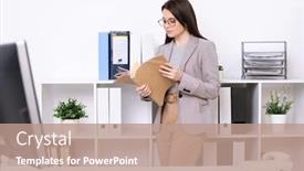  Presentation with accountant - Slide deck consisting of contemporary-young-businesswoman-or-accountant background and a coral colored foreground