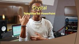  Presentation with sound and peapel - Presentation theme featuring contemporary young deejay of sound background and a tawny brown colored foreground