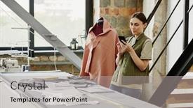  Presentation with new ideas - Beautiful presentation design featuring contemporary-young-designer-of-fashion backdrop and a light gray colored foreground