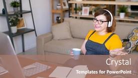  Presentation with student - PPT theme enhanced with contemporary-young-disable-female-student background and a coral colored foreground