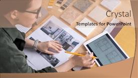  Presentation with interior designer - Beautiful presentation design featuring contemporary-young-female-designer backdrop and a lemonade colored foreground