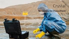  Presentation with rubber gloves - Slide set with contemporary-young-female-ecologist background and a coral colored foreground