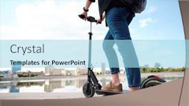  Presentation with electric scooter - Audience pleasing PPT theme consisting of contemporary-young-female-in-smart backdrop and a arctic colored foreground