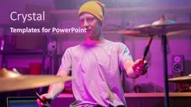  Presentation with recording - Presentation theme with contemporary-young-musician-in-casualwear background and a violet colored foreground