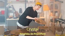  Presentation with drum - Amazing presentation having contemporary-young-musician-in-casualwear backdrop and a tawny brown colored foreground