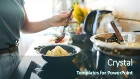  Presentation with hot sauce - Presentation featuring contemporary young woman adding hot background and a ocean colored foreground