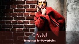  Presentation with red brick wall - Colorful slide deck enhanced with contemporary-young-woman-in-modern backdrop and a wine colored foreground