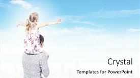  Presentation with parenting - Presentation featuring 7 contenent - little daughter sitting on father's background and a  colored foreground