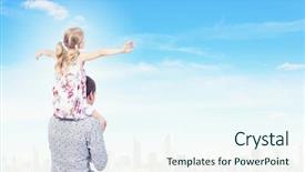  Presentation with parenting - Colorful presentation enhanced with 7 contenent - little daughter sitting on father's backdrop and a  colored foreground