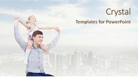  Presentation with parenting - Colorful slides enhanced with 7 contenent - little daughter sitting on father's backdrop and a  colored foreground