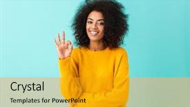  Presentation with colorful - Slide set featuring content american woman in colorful background and a gold colored foreground