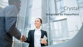  Presentation with collaboration - Slide deck having content-attractive-business-lady background and a sky blue colored foreground